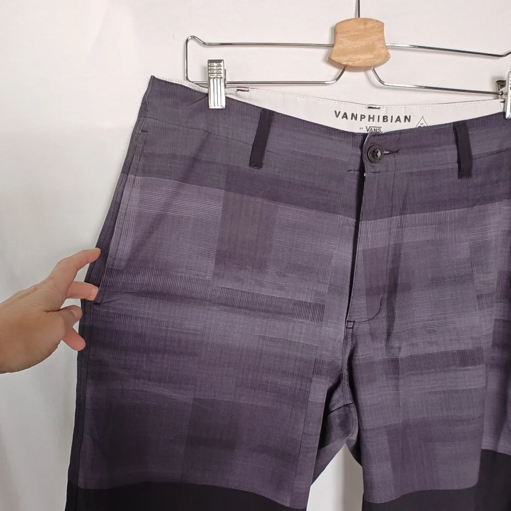 Vans‎ Vanphibian Purple Black Plaid Swim Shorts Boardshorts 36 L XL